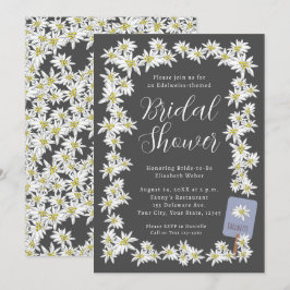 Edelweiss Moody Charcoal Wildblume Brautparty Einladung