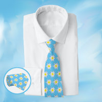 Edelweiss Muster Light Blue Neck Tie