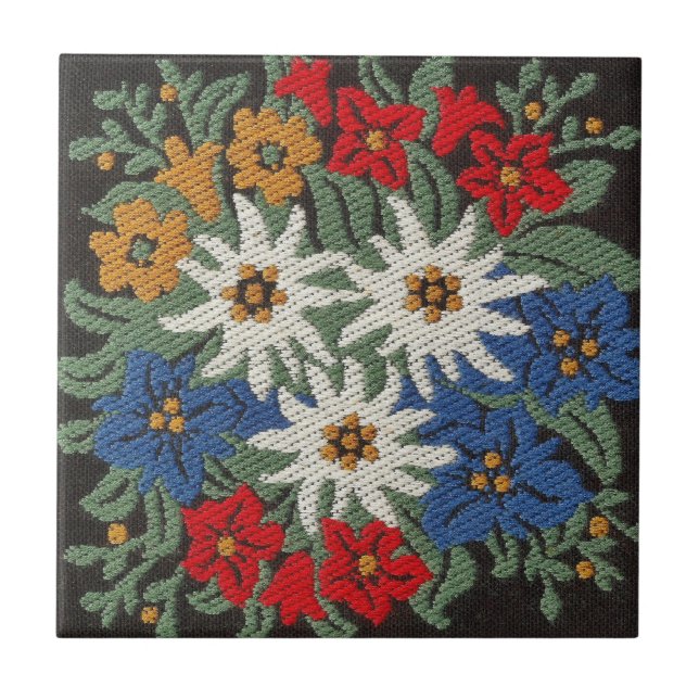 Edelweiss Schweizer Blume Fliese (Vorderseite)