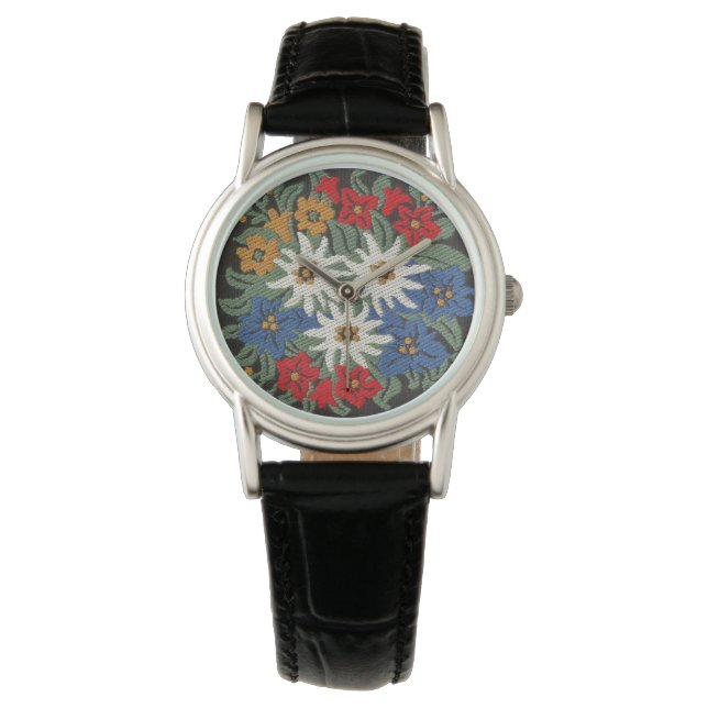 Edelweiss Swiss Alpine Flower Armbanduhr (Vorderseite)