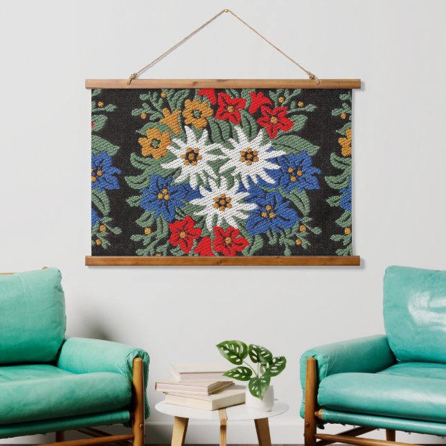 Edelweiss Swiss Alpine Flower Wandteppich Mit Holzrahmen (Wohnzimmer)