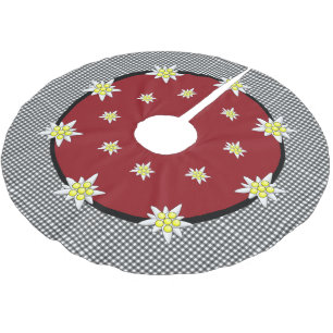Edelweiss und Gingham Christmas Tree Skirt Polyester Weihnachtsbaumdecke