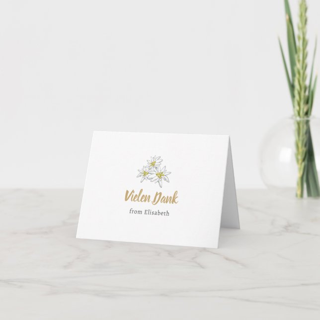 Edelweiss Wildblume Niedlich Brautparty Vielen Dan Dankeskarte (Vorderseite)