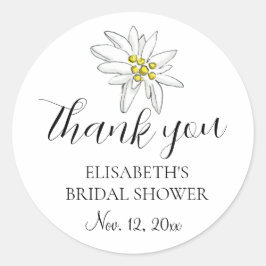 Edelweiss Wildblume Niedlich Brautparty Vielen Dan Runder Aufkleber