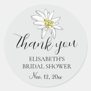 Edelweiss Wildblume Niedliches Brautparty Silver Runder Aufkleber
