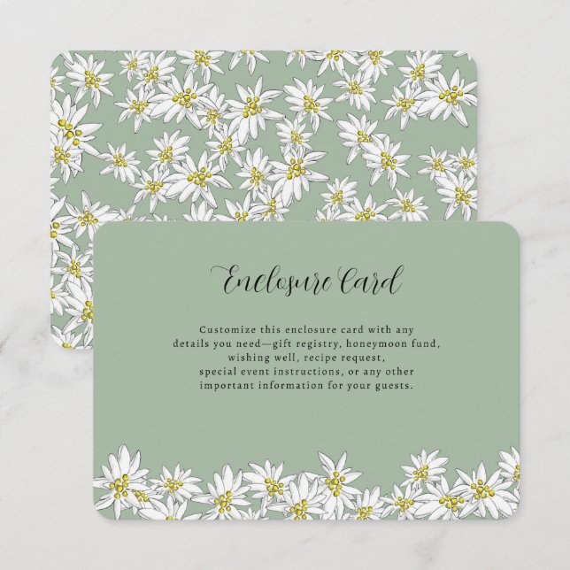 Edelweiss Wildblume Sage Green Brautparty Begleitkarte (Vorne/Hinten)
