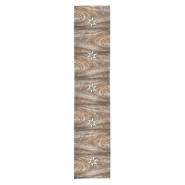 Edelweiss Wood Table Runner Kurzer Tischläufer (Vorderseite)