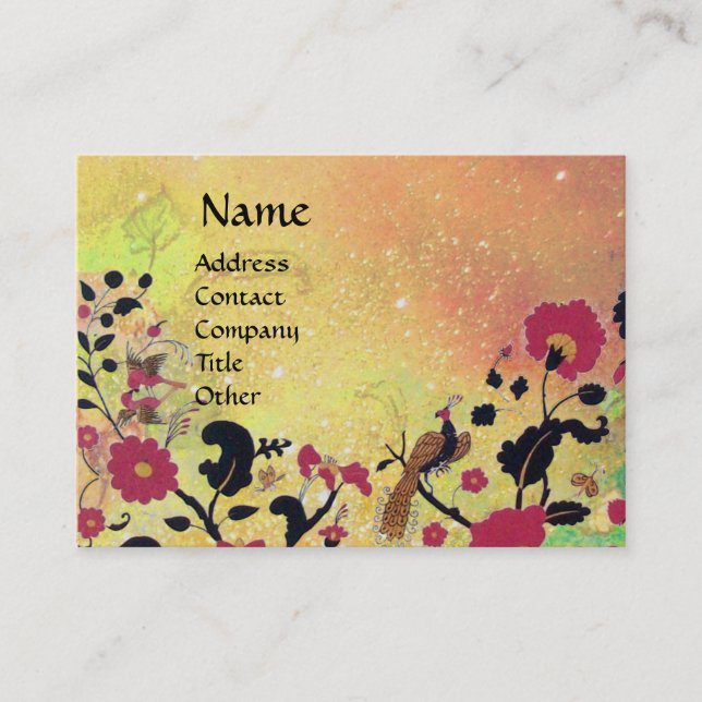 EDEN / WHIMSICAL GARDEN Gold Gelbe Blumensparkes Visitenkarte (Vorderseite)
