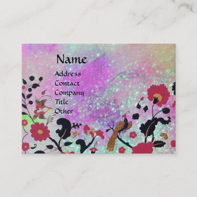 EDEN / WHIMSICAL GARDEN LILA GOLD GLITZERN VISITENKARTE (Vorderseite)