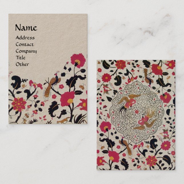 EDEN, WHIMSICAL GARDEN Red Black Floral Kraft Pape Visitenkarte (Vorne/Hinten)