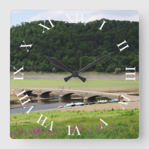 Edersee Brücke von Asel Quadratische Wanduhr