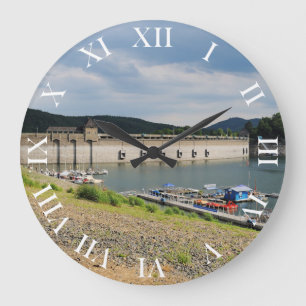 Edersee Staumauer bei Niedrigwasser Große Wanduhr