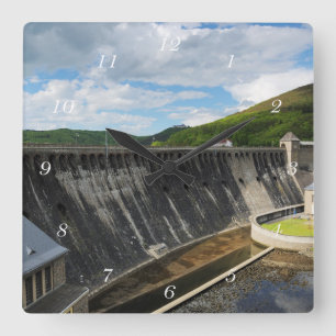 Edersee Staumauer mit Schloß Waldeck Quadratische Wanduhr