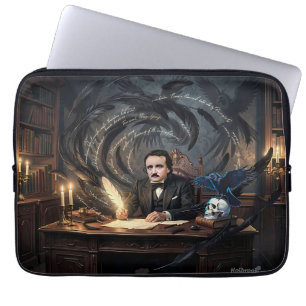 Edgar A. Poe komponiert The Raven in gotischen Trä Laptopschutzhülle