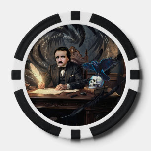 Edgar A. Poe komponiert The Raven in gotischen Trä Pokerchips