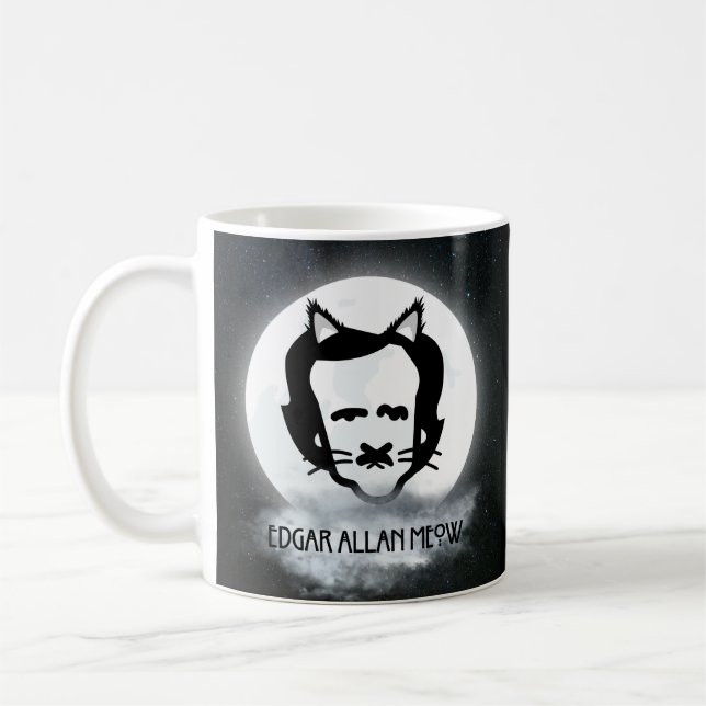 Edgar Allan Meow im Dunkeln Kaffeetasse (Links)
