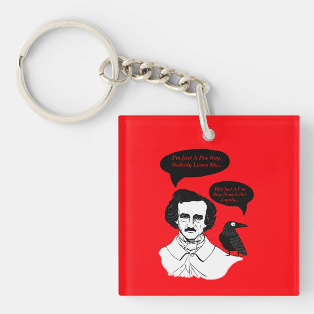 Edgar Allan Poe Boy und Raven Schlüsselanhänger (Vorderseite)