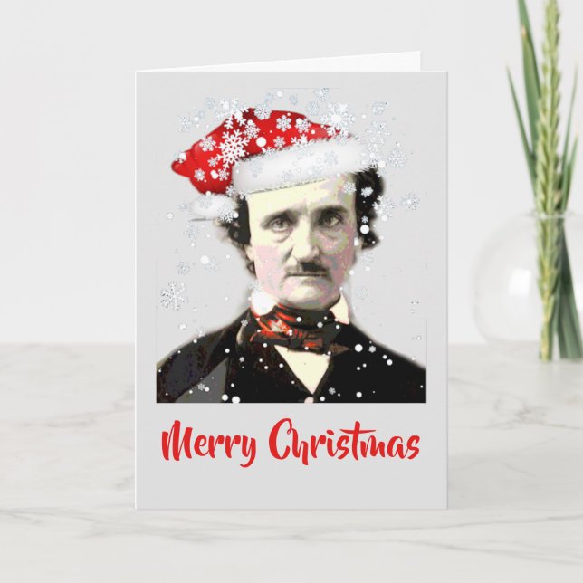 Edgar Allan Poe Christmas Wish Hat Snowflake Card Karte (Vorderseite)