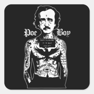 Edgar Allan Poe Classic Funny Horror w Raven Quadratischer Aufkleber