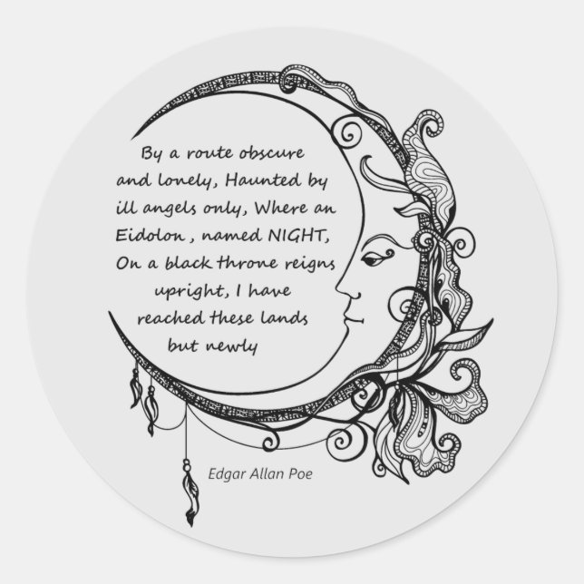 Edgar Allan Poe Dreamland Dream Poem Runder Aufkleber (Vorderseite)