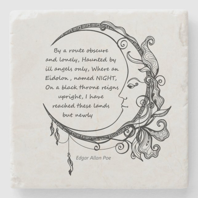 Edgar Allan Poe Dreamland Dream Poem Steinuntersetzer (Vorderseite)