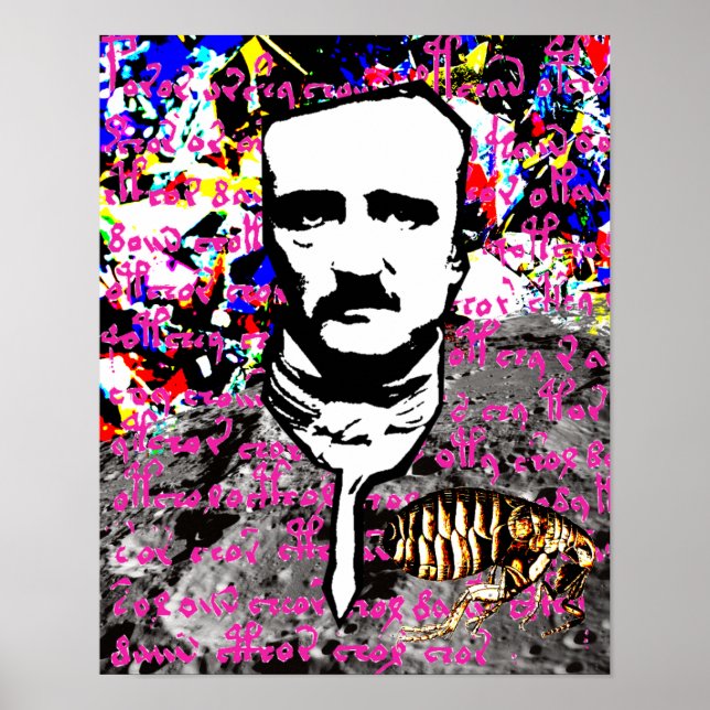 Edgar Allan Poe Flea Moon Lunar Voynich Manuscript Poster (Vorne)