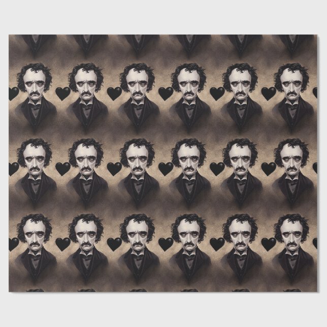 Edgar Allan Poe Goth Valentine's Day Wrappin Paper Geschenkpapier (Flach)