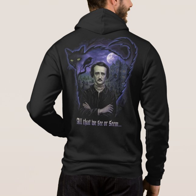 Edgar Allan Poe Gothic Hoodie - Raven & Cat (Rückseite)