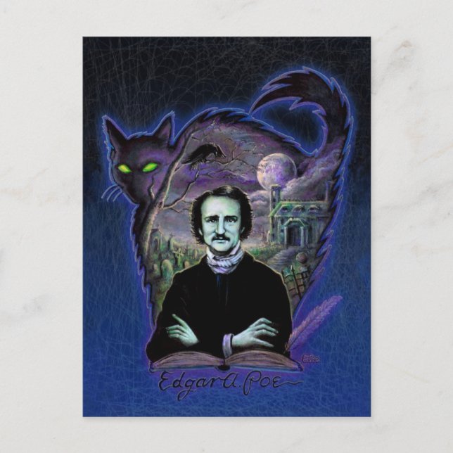 Edgar Allan Poe Gothic Postkarte (Vorderseite)