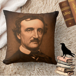 Edgar Allan Poe Headshot Gothic Moody Spooky Kissen