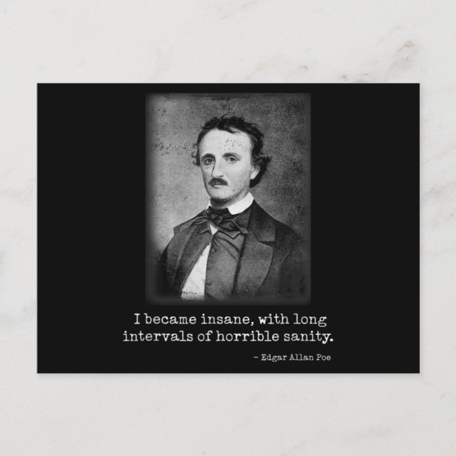 Edgar Allan Poe I wurde verrückter berühmter Autor Postkarte (Vorderseite)