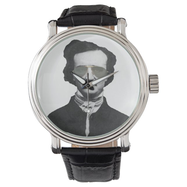 Edgar Allan Poe in Sonnenbrille Armbanduhr (Vorderseite)