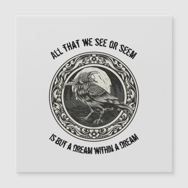 Edgar Allan Poe Poet Author Dream Raven Medallion Magnetkarte (Vorderseite)