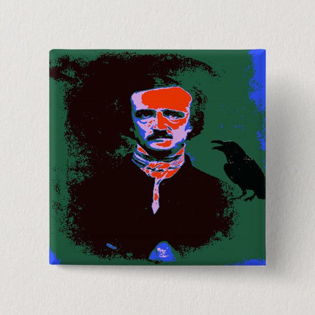 Edgar Allan Poe Pop Art Button (Vorderseite)