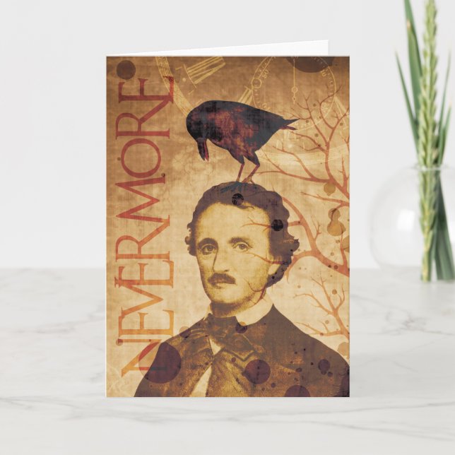 Edgar Allan Poe Quoth der Rabe nie wieder Karte (Vorderseite)