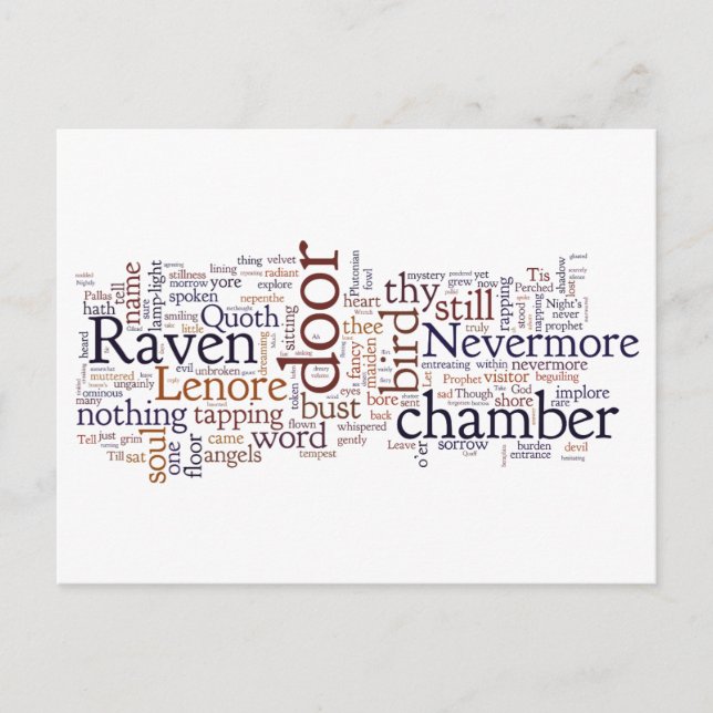 Edgar Allan Poe Raven mots carte postale (Devant)