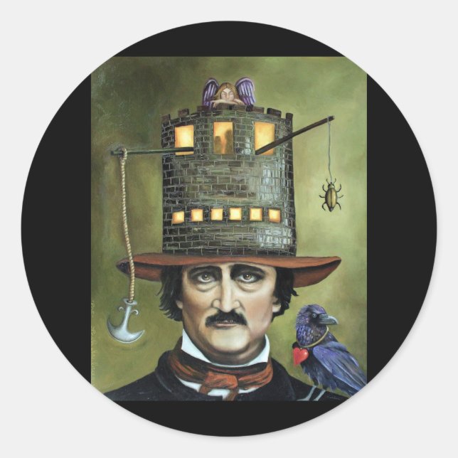 Edgar Allan Poe Runder Aufkleber (Vorderseite)