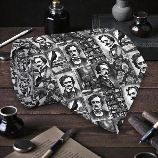 Edgar Allan Poe Schwarz-Weiß-Schlips Krawatte (Von Creator hochgeladen)