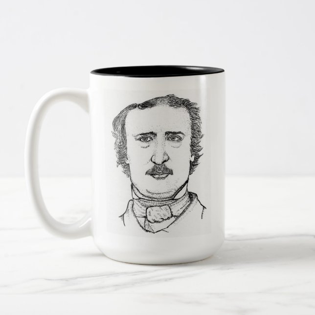 Edgar Allan Poe Stipple Art Coffee Mug (Gauche)