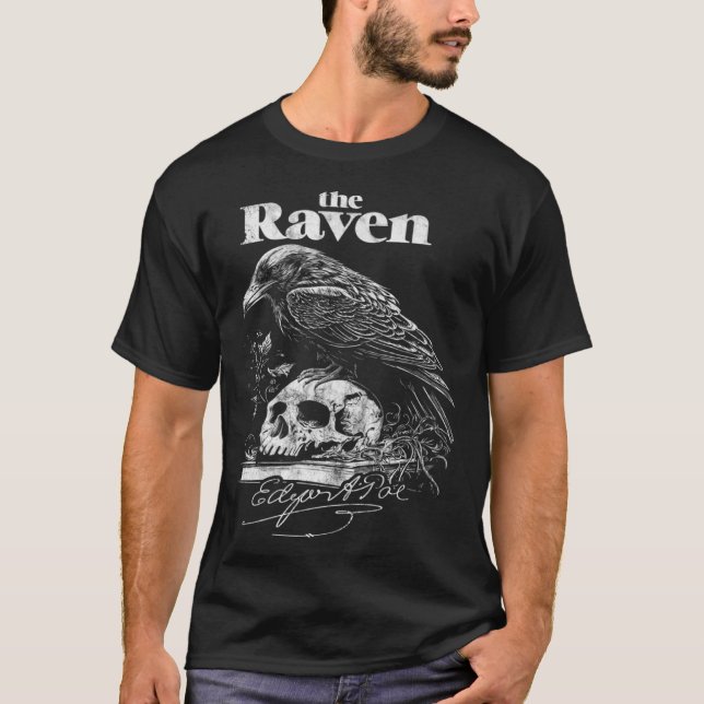 Edgar Allan Poe The Raven Nevermore bedrückte Ret T-Shirt (Vorderseite)