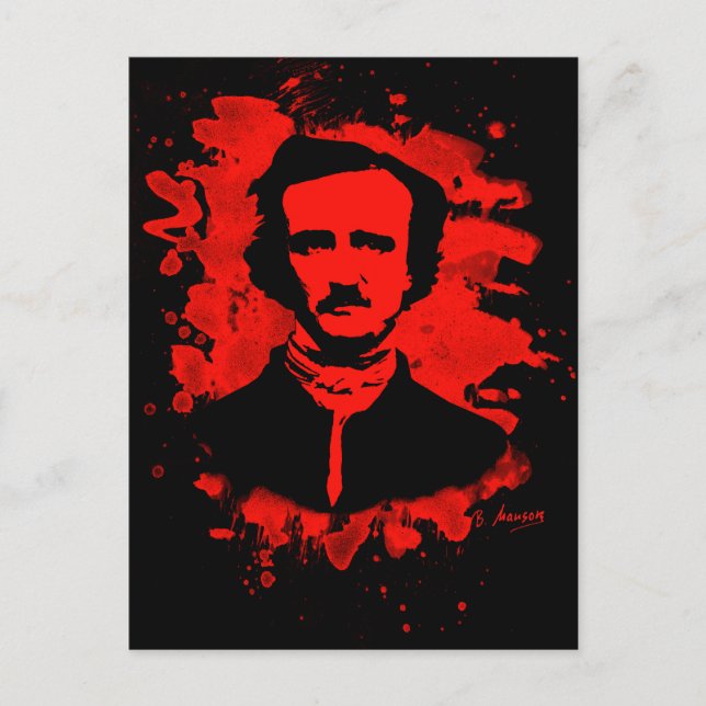 Edgar Allan Poe Tribute (rot) Postkarte (Vorderseite)