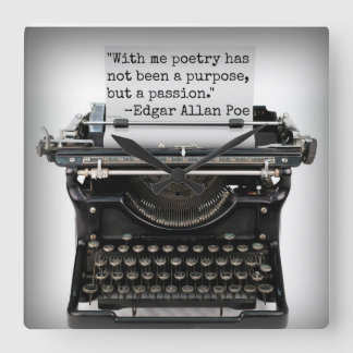 Edgar Allan Poe Wall Clock Quadratische Wanduhr