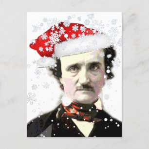 Edgar Allan Poe Weihnachtsmütze Schneeflocke Postkarte