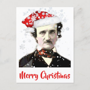 Edgar Allan Poe Weihnachtsmütze Schneeflocke Postkarte