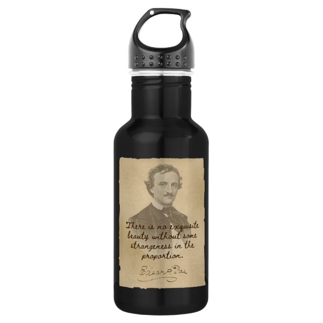 Edgar Allan Poe Zitat - Schönheitswasserflasche Edelstahlflasche (Vorderseite)
