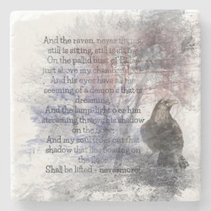 Edgar Allen Poe "The Raven" raven bird Halloween Steinuntersetzer