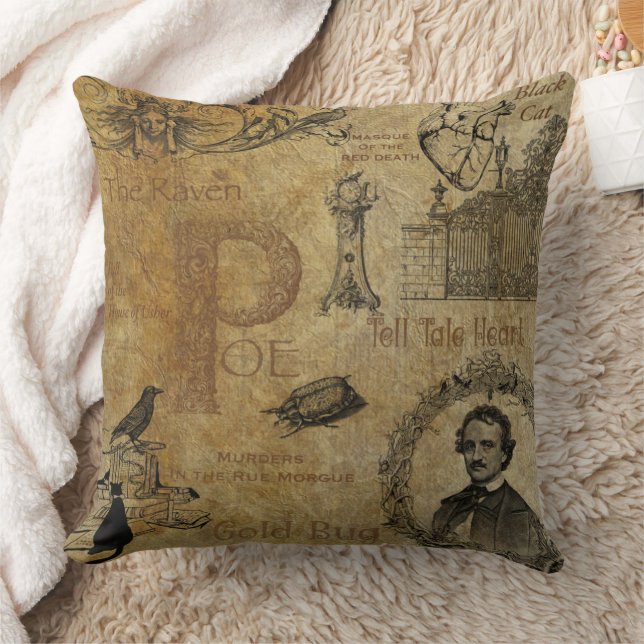 Edgar Allen Poe Throw Pillow Kissen (Decke)