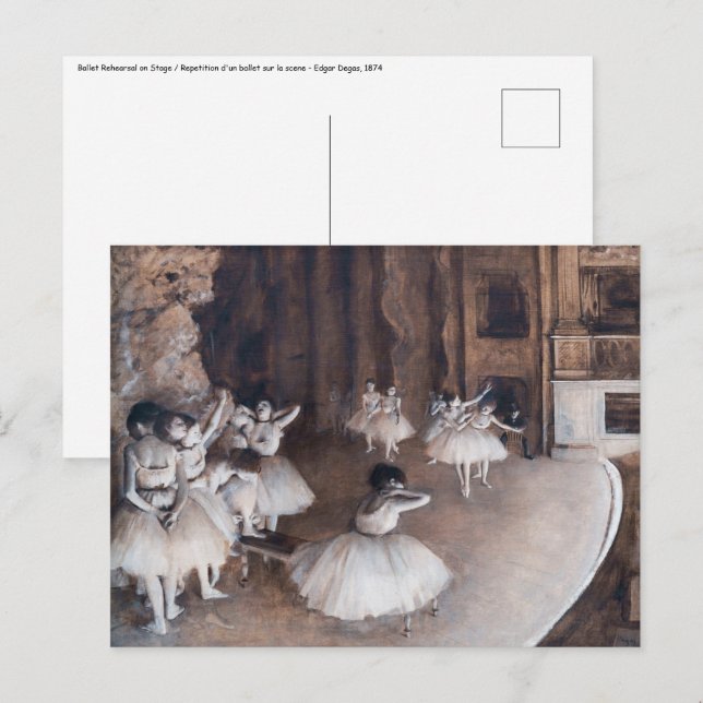 Edgar Degas - Ballett-Probe auf Bühne Postkarte (Vorne/Hinten)