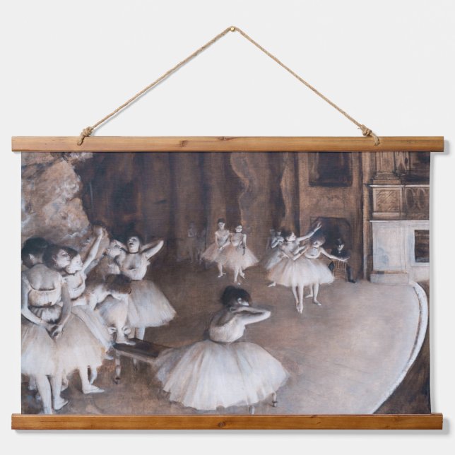 Edgar Degas - Ballett-Probe auf Bühne Wandteppich Mit Holzrahmen (Vorne)
