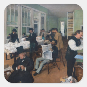 Edgar Degas - Cotton Office in New Orleans Quadratischer Aufkleber